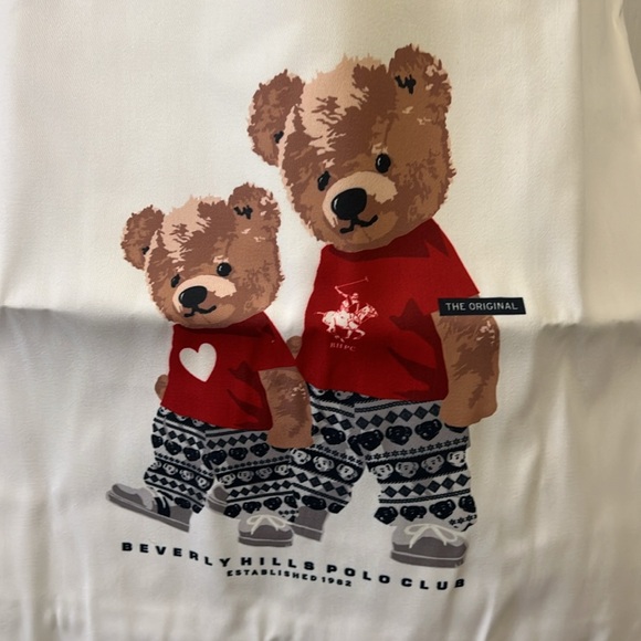 POLO BEVERLY HILLS 16.5 x 16.5 White Tote Bag with Bear Design. STYLISH NWT - Picture 2 of 6